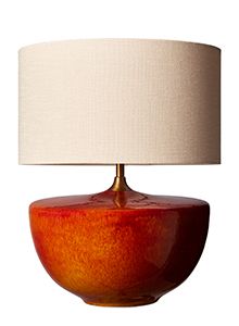 Orange Table Lamps, Wood Lighting, Kitchen Lamp, Orange Retro, Ceramic Glaze, Wall Ceiling Lights, Ceramic Table Lamp, Mid Century Retro, Drum Lampshade