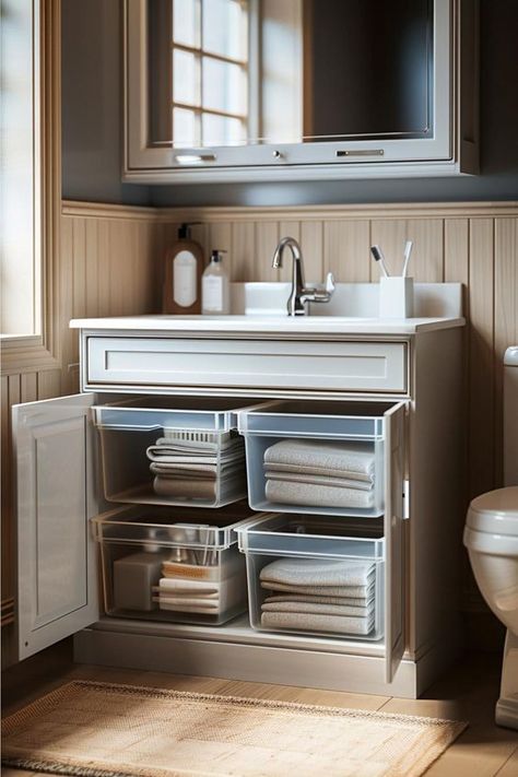 5 Storage Mistakes Everyone Makes With Shelves & Cabinets! Adding Storage To Small Bathroom, Grey And White Bathroom Small, Floating Vanities, Small Bathroom Storage Solutions, Grey And White Bathroom, Face Palm, Narrow Cabinet, Above Cabinets, Bathroom Storage Solutions