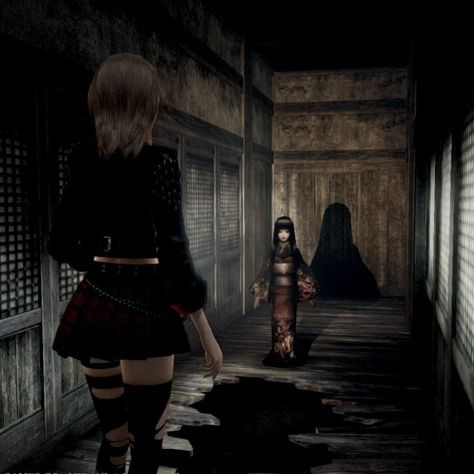 Dark Video Game Aesthetic, Horror Protagonist, 2014 Era, Creepy Core, Arte Gif, Fatal Frame, Japanese Horror, Scary Games, Horror Video Games