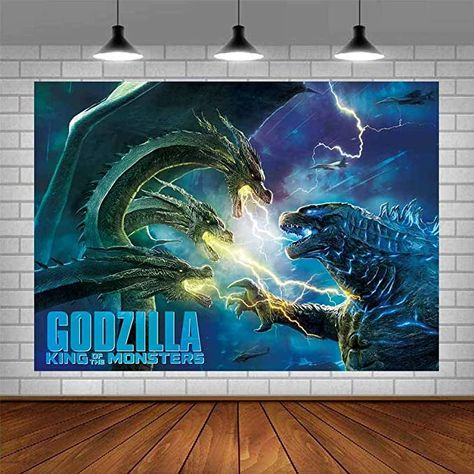 Amazon.com : Godzilla The King of Monsters Backdrop Movie Monster Wall Hanging Decoration Party Supplies Photography Backdrops Birthday Banner Background Photo Booth Props Party Decor : Electronics Godzilla Party Decorations, Godzilla Birthday Party Decorations, Godzilla Decorations, Godzilla Cake, Godzilla Party, Godzilla Birthday Party, Monster Island, King Of Monsters, Godzilla Birthday