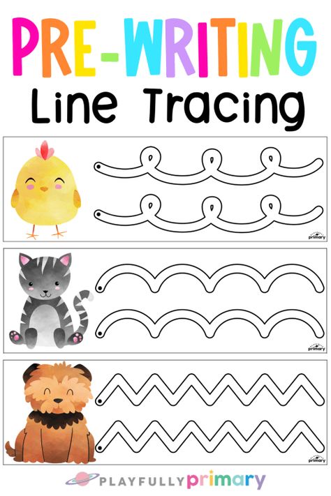 Pre Writing Activities Prewriting Skills, Preschool Pets Theme, Preschool Farm Theme, Prewriting Activities Preschool, Tracing Lines Worksheets, Preschool Pets, Fine Motor Ideas, Prewriting Worksheets, Preschool Farm