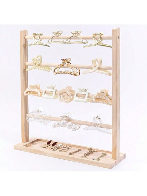 Oaoleer Claw Clip Organizer, Wooden Hair Clip Organizer Storage for Women Girls, Table Standing Claw Clip Holder Hair Clip Organizer for Dressing Table, Beside Table,15.7''L x 4.2''W x 17.2''HI discovered amazing products on SHEIN.com, come check them out! Hair Clip Holder Diy, Claw Clip Holder, Claw Clip Organizer, Bathroom Vanity Storage Ideas, Girls Table, Hair Clip Storage, Hair Product Storage, Hair Clip Organizer, Clip Organizer