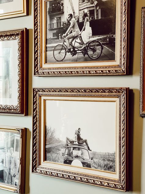 Stoffer Home - Home Tour - Liz Marie Blog Vintage Family Pictures, Family Photo Gallery Wall, Mini Gym At Home Ideas, Stoffer Home, Family Pictures On Wall, Vintage Family Photos, Family Gallery Wall, Wedding Photo Display, Picture Gallery Wall