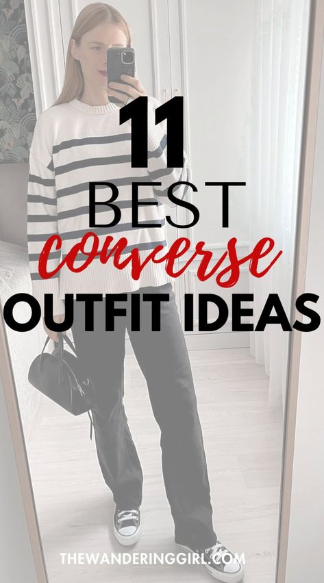 13 Cool Outfits With Converse That You Can Wear Everyday - The Wandering Girl Business Casual With Converse Shoes, What To Wear With Converse, Converse Outfits Women, Outfits To Wear With Converse, Cute Outfits With Converse, Outfits Platform Converse, Black High Top Converse Outfits, Platform Converse Outfits, Converse Outfit Women