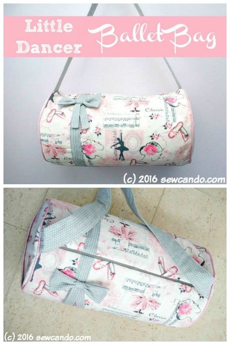 FREE PATTERN. The Little Dancer Ballet Bag free sewing pattern. A free sewing pattern for a round barrel bag. With this free tutorial you can make a fabulous bag for your kids to carry. A small barrel bag for kids or adults. Easy free sewing pattern for a barrel bag. An ideal bag to sew for the gym or a pyjama party. #SewModernBags #SewingForFree #FreeSewingPattern #FreeSewingTutorial #SewABalletBag #BalletBagSewingPattern Dance Bag Sewing Pattern, Ballet Bag Diy, Barrel Bag Pattern Free, Round Duffle Bag, Gym Bag Diy Pattern, Barrel Bag Pattern, Ballet Sewing Patterns, Small Duffle Bag Pattern Free, Gym Bag Sewing Pattern