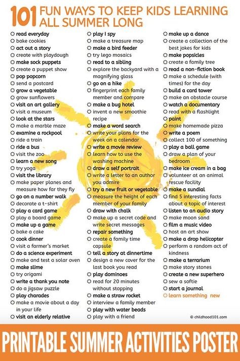 Parents Ideas: 101 Awesome Summer Activities to Keep Kids Learning All Summer Long. #parenting #parents #parentideas #parentingtips #parentinghacks #parenthood Uppfostra Barn, Summer Holiday Activities, Summer Learning Activities, Holiday Activities For Kids, Summer Schedule, Summer Fun For Kids, Fun Summer Activities, Summer Slide, Summer Learning