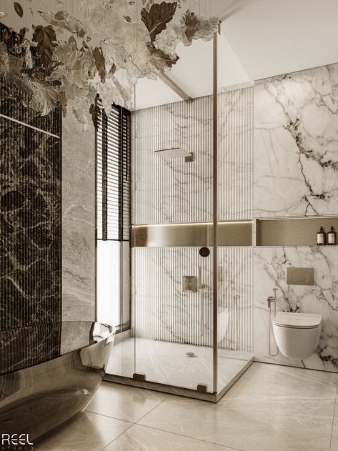 Logos, Hotel Wc Design, New Classic Bathroom Design Luxury, Luxury Bathrooms Modern, Behance Bathroom Design, Toilet Interior Design Modern, Lux Bathroom Ideas, Luxury Washroom Design Master Bath, Marble Washroom