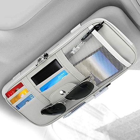 Suv Storage, Visor Organizer, Truck Organization, Kangoo Camper, Car Interior Diy, Minivan Camping, Car Sun Visor, Leather Work Bag, Sunglasses Storage