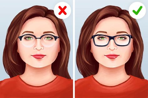 How to Choose Glasses for Your Face Shape / 5-Minute Crafts Glasses For Big Faces, Glasses For Big Nose, Short Hair Glasses Women, Types Of Glasses Frames, Glasses For Long Faces, Big Glasses Frames, Eyeglasses For Round Face, Best Eyeglass Frames, Frames For Round Faces