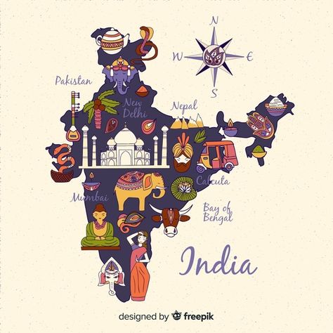 India Illustration Map, Indian Map Aesthetic, India Map Asthetic Picture, India Map Aesthetic, Indian Map Art, India Map Drawing Art, Indian Map Drawing, India Doodle Art, India Map Illustration