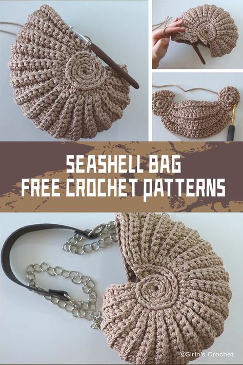 #freecrochetpatterns #crochetbag These free Crochet Seashell Bag Patterns are perfect for those who want to add a touch of the beach to their everyday lives Amigurumi Patterns, Crochet Seashell, Seashell Bag, Crochet Shell Pattern, Crochet Beach Bag, Shell Purse, Crochet Beach Bags, Beach Crochet, Easy Crochet Animals
