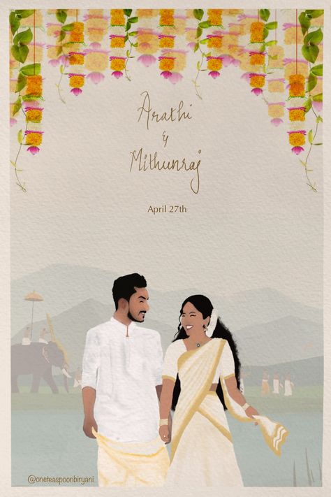 Indian Wedding Cards Handmade, Wedding Invitation Indian, Creative Wedding Invitations Design, Wedding Illustration Card, Cartoon Wedding Invitations, Wedding Couple Cartoon, Digital Invitations Design, Wedding Card Design Indian, Indian Wedding Invitation