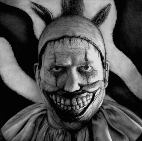 Twisty the Clown art American Horror Stories, American Horror Story Clown, Ahs Freakshow, Haunt Makeup, Clown Images, P Tattoo, Horror Drawing, Clown Tattoo, Creepy Pictures
