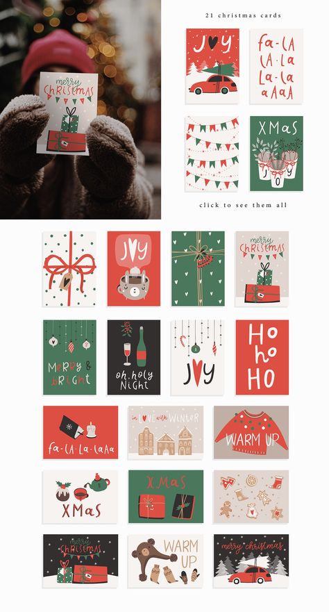 Natal, Postcard Design Christmas, Christmas Postcard Design, Cute Advent Calendar, Christmas Illustration Design, Christmas Post Card, Christmas Poster Design, Holiday Pack, Merry Christmas Cute