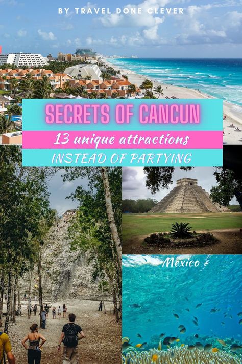 Drop off everything and travel to Cancun in Mexico now! Discover unique things to do in Cancun: from the hidden gems missed by crowds to favourite locations, we have you covered. Top things to do in Cancun instead of partying. #cancun #thingstodoincancun Argentina, Playa Del Carmen, Wyndham Alltra Cancun, Cancun Must Do, Things To Do In Cancun Mexico, Cancun Adventures, Cancun Things To Do, Traveling Mexico, Cancun Mexico Vacation