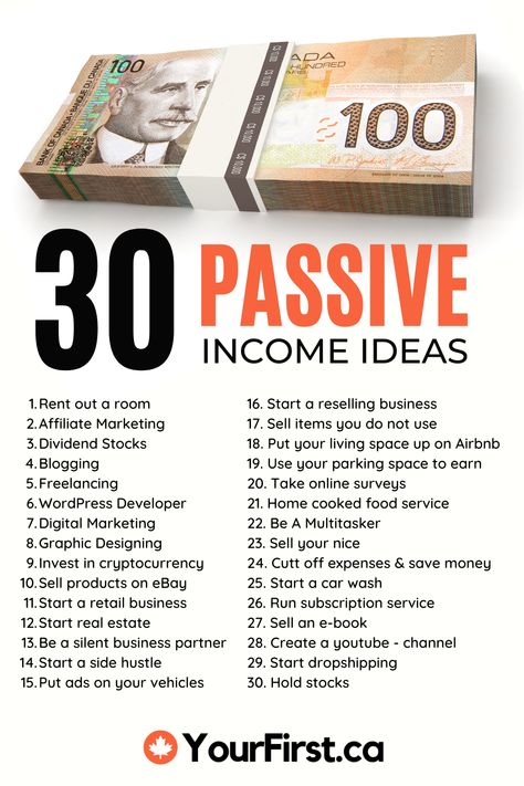 How To Earn Passive Income, Passive Business Ideas, Sources Of Income Ideas, Passive Money Making Ideas, Passive Income Canada, Online Income Ideas, Online Passive Income Ideas, Best Passive Income Ideas, Earnings Idea