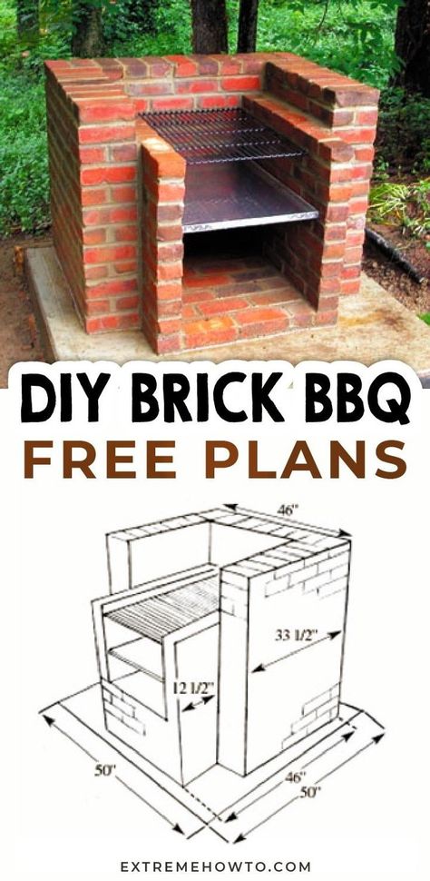 Diy Brick Bbq, Diy Brick Fire Pit, Brick Built Bbq, Grill Backyard, Outdoor Grill Diy, Grill Diy, Backyard Bbq Pit, Brick Grill, Grilling Area