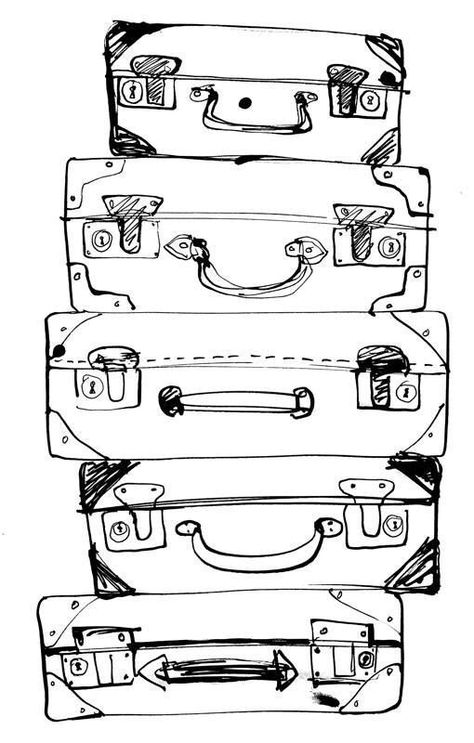 Art Journals, Travel Crafts, صفحات التلوين, Travel Drawing, Journal Doodles, Digi Stamps, Simple Doodles, Doodle Drawings, Suitcases