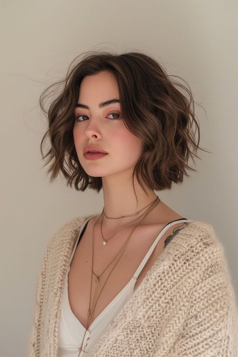 Simplify your morning routine with these 9 short wavy bob haircuts. Ideal for a hassle-free yet trendy start to your days in 2024. Short Wavy Haircuts, Boss Chic, Wavy Bob Haircuts, Hair Inspiration Short, Choppy Bob Hairstyles, Wavy Haircuts, Haircuts For Wavy Hair, Short Hair Syles, Short Wavy Hair