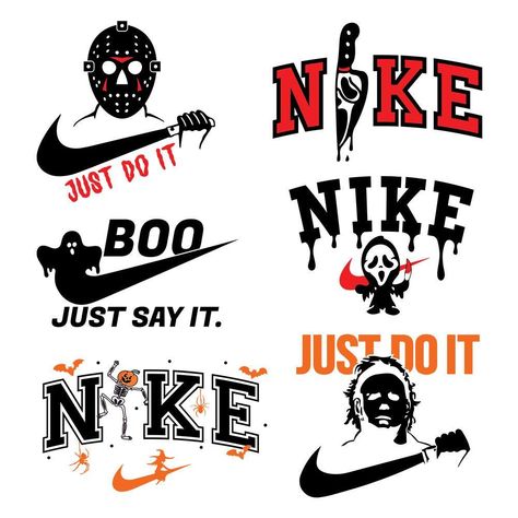 Nike Svg, Camisa Nike, Halloween Shirt Design, Halloween Embroidery Designs, Halloween Vinyl, Halloween Tee Shirts, Cricut Stencils, Horror Artwork, Cricut Halloween