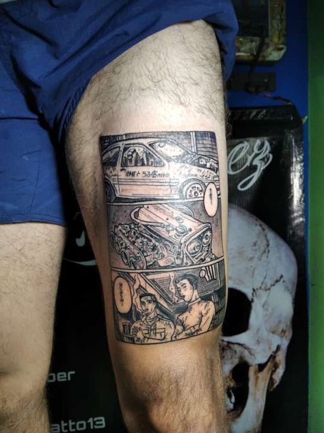 Tattoo Ideas, Tattoo Artists, Initial D Tattoo Ideas, Initial D Tattoo, D Tattoos, D Tattoo, Initial D, Blackwork, Dream Cars