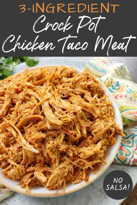 Essen, Crockpot Taco Chicken 3 Ingredient, Simple Chicken Tacos Crockpot, Best Chicken Tacos Recipe Crock Pot, Chicken Tacos 3 Ingredients, How To Make Shredded Chicken For Tacos, Shredded Chicken Recipes For Tacos, Crockpot Shredded Chicken Tacos Without Salsa, Chicken Tacos Crockpot No Salsa