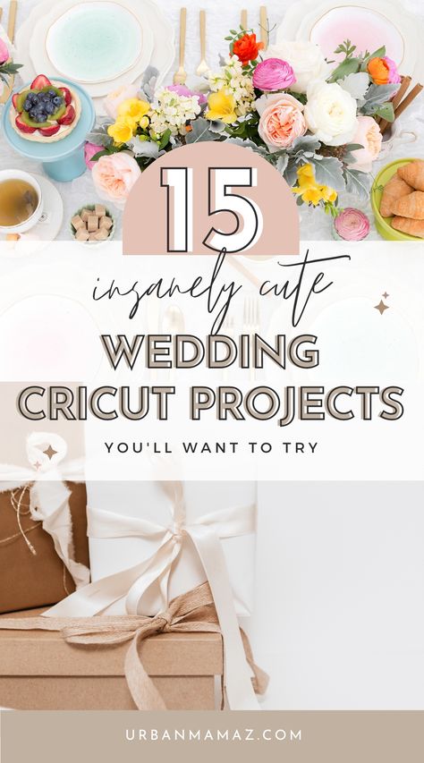 Cricut Wedding Ideas Silhouette Wedding Projects, Cricut Diy Wedding Gifts, Cricut Projects Beginner Wedding, Wedding Favors Made With Cricut, Wedding Signs Made With Cricut, Cricut Wedding Present, Wedding Decor Using Cricut, Silhouette Cameo Wedding Projects, Wedding Gift Ideas Cricut Vinyl Projects