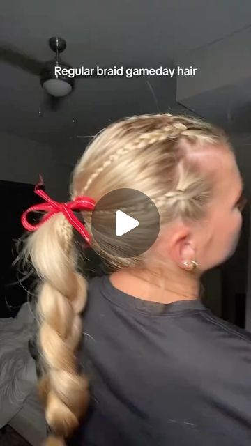 Payden Bordeau on Instagram: "Want fun gameday hair but don’t know how to french braid?! I got you!  - - #gamedayhair #explore #softball #gameday #reels #softballhair #sportyhairstyles" Kids Softball Hair, Catcher Softball Hairstyles, Fun Softball Hairstyles, No Braid Hairstyles Easy Sports, Athletics Hairstyle, Bowling Hairstyles, Easy Softball Hairstyles Simple, Softball Hair Ideas, Cute Softball Hairstyles Easy