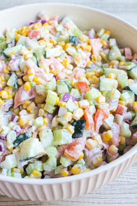 Chopped Vegetable Salad Recipes, 12 Tomatoes Recipes Salads, Easy Side Dishes For Dinner Quick Simple, Spring Potluck Ideas, Fresh Vegetable Salad Recipes, Chopped Vegetable Salad, Fresh Vegetable Salad, Spring Side Dishes, Veggie Salads