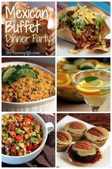 Mexican Buffet Dinner Party. Make-ahead recipes and planning tips for a fun, stress-free party. TheYummyLife.com Buffet Dinner Party, Mexican Dinner Party, Mexican Buffet, Buffet Dinner, Dinner Party Menu, Mexican Dinner, Mexican Party, Party Menu, Planning Tips