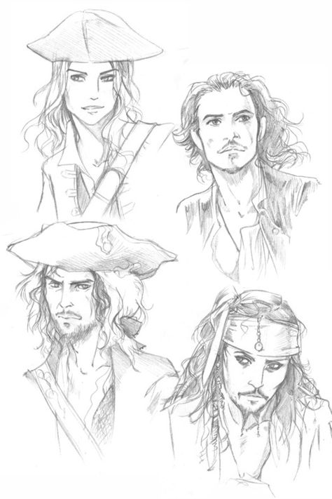 Pirate Of The Caribbean Drawing, Jack Sparrow Drawing Sketches, Pirates Of The Caribbean Sketches, Male Pirate Drawing, Pirate Aesthetic Drawing, Pirates Of The Caribbean Drawings Easy, Potc Fan Art, Pirates Of The Caribbean Drawings, Johnny Depp Fanart