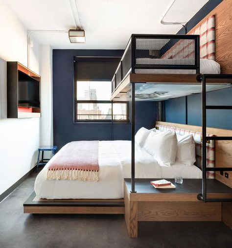 Luxury Hotels with Bunk Beds Are Seriously Trending, Here’s Why | What do trips to grandma’s house, summer camp, hostels, and your shared childhood bedroom have in common? Bunk beds. While thinking of family trips or your shared bedroom may be somewhat triggering, thoughts of your study abroad program (and the hostels that came with it) and summer sleepaway camp take you right down memory lane. | Photo: Provenance Hotels Apartemen Studio, Bunk Bed Rooms, Bunk Beds Built In, Bunk Rooms, Bunk Bed Designs, Shared Bedroom, Kids Bunk Beds, Bunk Room, Luxury Hotels