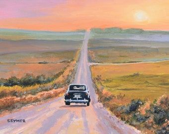 Road Drawing, Road Painting, Field Painting, Panel Board, Truck Paint, Commissioned Artwork, Country Scenes, Sunset Landscape, Rural Landscape