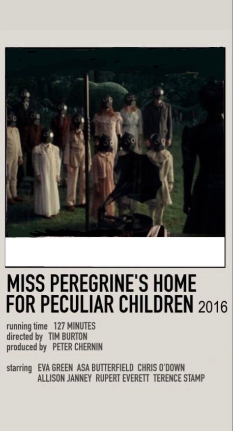 Movie poster Tim burton film peculiars Tim Burton Movie Marathon, Tim Burton Movie Posters, Peculiar Children Movie, Miss Peregrines Home, Tim Burton Movies, Rupert Everett, Terence Stamp, Miss Peregrines Home For Peculiar, Allison Janney