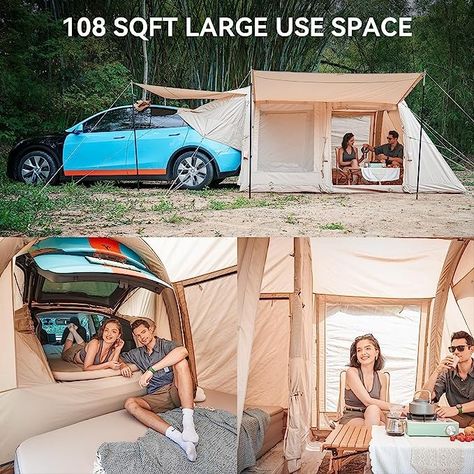 Tesla Y Camping, Suv Tent Camping, Car Camping Tent, Suv Camping Tent, Hippy Van, Camp Van, Bed Tents, Caravan Life, Car Tent Camping