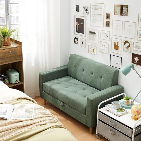 If you have a small dorm room, apartment, home office, bedroom, or living room then it might seem impossible to fit in enough seating. Fortunately, The College Couch is made with small spaces in mind. Dorm Room Seating, Dorm Couch, Storage Couch, Tiny Couch, Dorm Seating, Small Couch In Bedroom, College Storage, Small Dorm Room, Small Dorm