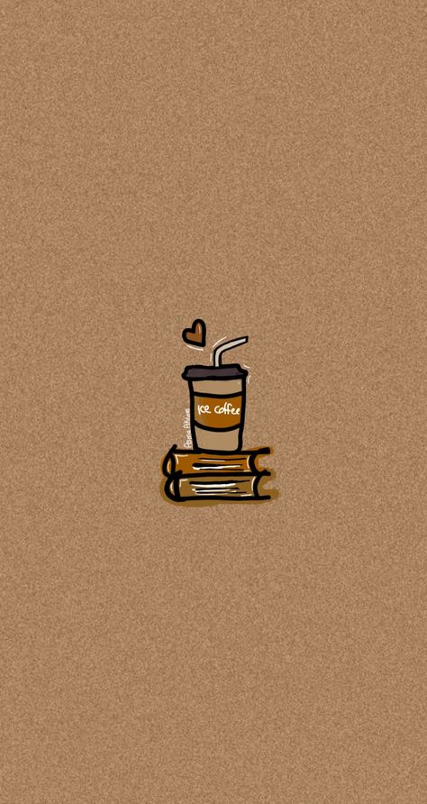 Ice coffee and book 🤎🤎 Coffee Cups Wallpaper, Coffee Iphone Aesthetic, Iphone Coffee Wallpaper Aesthetic, Coffee Cartoon Wallpaper, Funny Coffee Wallpaper, Coffee Lover Wallpaper Aesthetic, Coffee Aesthetic Widget, Vintage Coffee Wallpaper, Cafe Cute Drawing