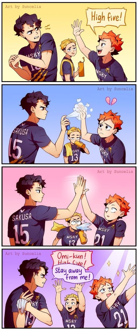 Haikyuu Comic Funny, Haikyuu Funny Comics, Suncelia Haikyuu, Suncelia Art, Haikyuu Memes Funny, Oya Oya Oya Haikyuu, Haikyuu Twitter, Haikyuu Sakusa, Haikyuu Msby