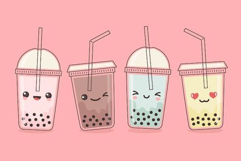 168 Cute Drawings That Even Beginners Can Draw - Beautiful Dawn Designs Kawaii Bubble Tea Wallpaper, Cute Boba Tea Wallpaper, Bubble Tea Flavors, Tea Tattoo, Tea Flavors, Tea Wallpaper, Bubble Tea Boba, Tea Illustration, Kawaii Doodles