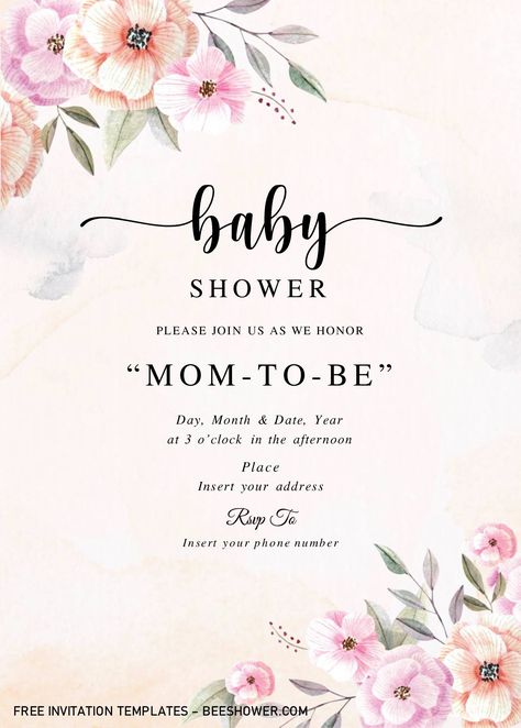 Download Now Rustic Floral Baby Shower Invitation Templates - Editable With Microsoft Word Baby Shower Invitation For Girl, Baby Shower Card Design, Baby Shower Invitation Cards Design, Baby Shower Pics Indian, Free Invitation Templates Download, Baby Shower Invitation Cards Indian, Baby Shower Invitation Cards Template, Editable Invitations Free Templates, Baby Shower Invite Wording