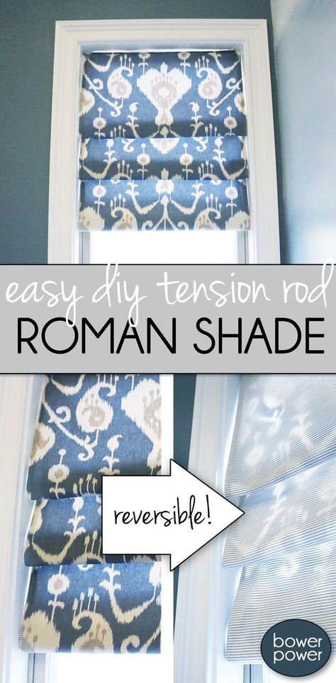 Here's an easy tutorial how to make your own roman shade. It's SO EASY, anyone can do it! Diy Roman Shades, Tension Rods, Diy Window Treatments, Diy Shades, Textil Design, Hunter Douglas, Roman Shade, Bathroom Windows, Diy Window