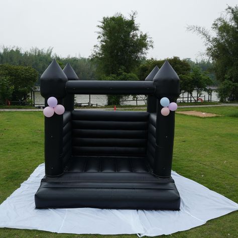 PRICES MAY VARY. ⛱️Dimensions-4x4x3m/ 13(L)x13(W)x10(H) feet. ⛱️Accessories- Our wedding bounce house includes 1 x Inflatable Black Bounce House,1 x Powerful blower. ⛱️Premium Quality for Commercial Use-Heavy-duty wear and tear proof material with double stitches for long last & time durability.Large Bouncing surface made with heavy-duty commercial grade material PVC which is waterproof and UV resistant, for better bouncing fun and very easy to clean. ⛱️Special Decoration-This Pink Bounce House Lil Boo Is Two Birthday Party, Black Out Birthday Party, 30th Birthday Halloween Party, Trick Or Three Birthday Party, Black Bounce House, Two Spooky 2nd Birthday Party, Goth Birthday Party, Pink Bounce House, Indoor Halloween Party