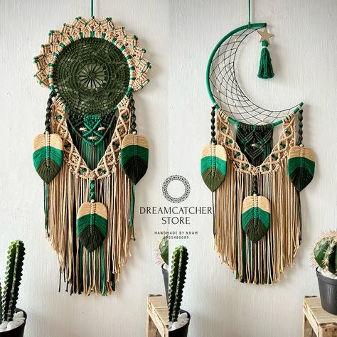 Welcome to my ETSY store! This moon and sun dreamcatcher set is 100% handmade by our skilled craftsmen. This dream catchers looks festive and it will make fine piece of décor for you. Boho dream catcher is a great choice as decoration for wedding, indoor and outdoor photo shooting, nursery wall decor. You can also place it in your living room, bedroom, meditation room or baby room and you'll see how it can make your interior more warm and cozy. Our dream catchers make great presents for housewarming party, blessed event or engagement. If you would like your dream catcher be unique and created after your own design just write us and we happily make your dream come true. Each our dream catcher is filled with the energy of love and art, we create them with only good thoughts and fill them wit Mandalas, Sun Macrame, Macrame Sun, Birthday Gifts Mom, Macrame Moon, Dreamcatcher Macrame, The Moon And The Sun, Moon And The Sun, Star Bedroom