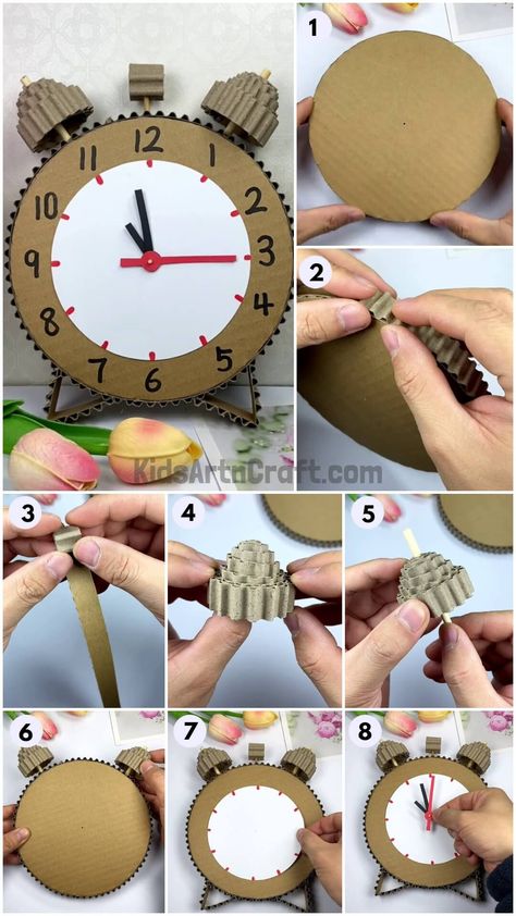 Diy Wall Clock Ideas For Kids, Clock Projects For Kids Creative, Clock Making Ideas Projects, How To Make A Clock For Kids, How To Make Clock For School Project, Clock Making Ideas Kids, Paper Clock For Kids, Clock Diy Kids, Clock Projects For Kids