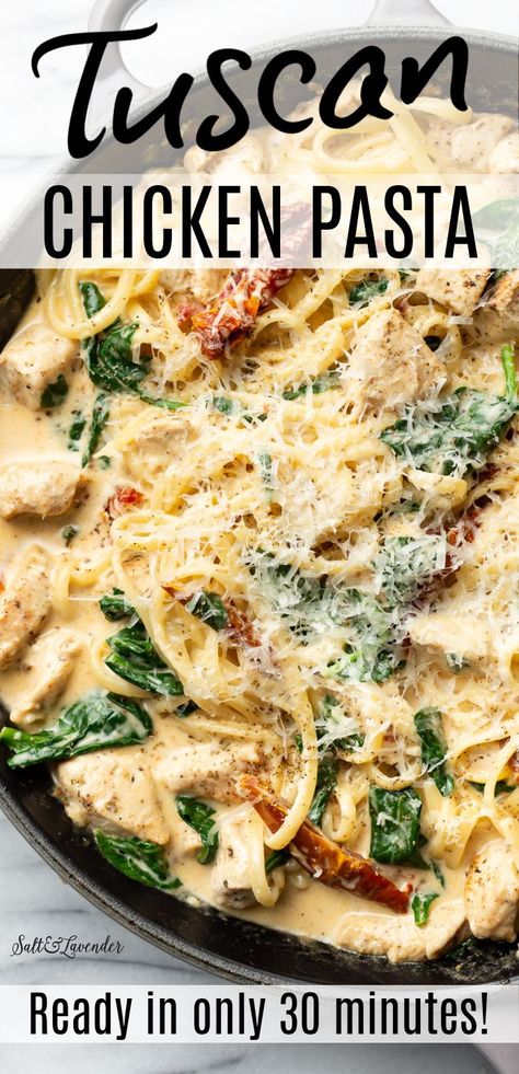 Pasta Dinner Recipes Chicken, Chicken Pasta Recipes Easy, Tuscan Chicken Pasta, Creamy Tuscan Chicken, Tuscan Chicken, Pasta Dinners, Pasta Dinner Recipes, Buffalo Chicken Dip, Chicken Pasta Recipes