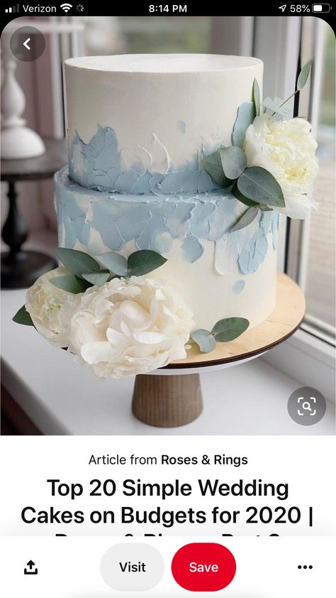 Simple Wedding Cakes, Kek Kahwin, Wedding Cake Tree, Buttercream Wedding Cake, Wedding Cakes Blue, Wedding Cakes With Cupcakes, Simple Wedding Cake, Dusty Blue Weddings, Elegant Wedding Cakes