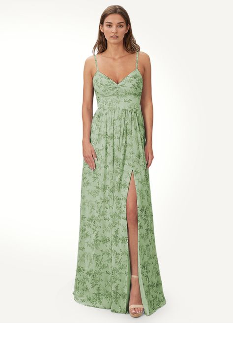 Floral Bridesmaid Dresses Green, Casual Bridesmaid Dresses Summer, Floral Green Bridesmaid Dresses, Green Floral Bridesmaid Dresses, Garden Party Bridesmaid Dress, Nature Inspired Dress, Long Green Prom Dress, Green Mismatched Bridesmaid Dresses, Floral Print Bridesmaid Dresses