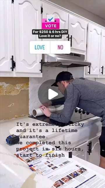 Redo Spaces • DIY • Int Design • Construction • Remodel • Home on Instagram: "DIY backsplash for under $250 and 6 hrs using self adhesive paper instead of mortar. Love it? Pinning best comments. #backsplash #diybacksplash #diy #diykitchen #redo #spaces #redospaces #remodel #savemoney #addvalue" Concrete Backsplash Kitchen, Installing Backsplash Tile, Kitchen Splash Back Ideas, Splashback Kitchen Ideas, Inexpensive Backsplash Ideas, Splash Back Ideas, Kitchen Tile Diy, Easy Kitchen Backsplash, Concrete Backsplash