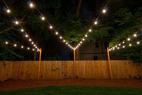 Yard String Lights, Backyard String Lights, Outdoor String Lights Patio, Hanging String Lights, Diy String Lights, Bistro Lights, Patio String Lights, Yard Lights, Outdoor Patio Lights