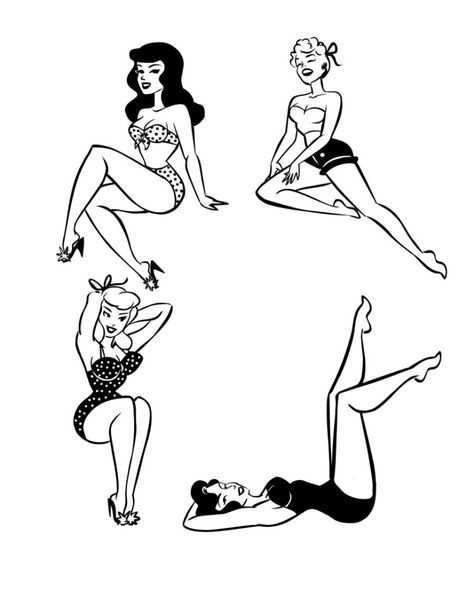 Pin Up Zeichnungen, Pinup Tattoos, Dibujos Pin Up, Arte Pin Up, Pin Up Girl Tattoo, Pinup Poses, Pin Up Drawings, Pin Up Poses, Ginger Dress